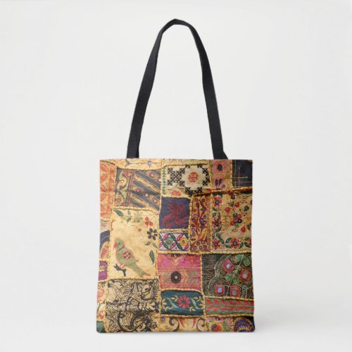 Indian Patchwork Hampi Market Cloth Tote Bag