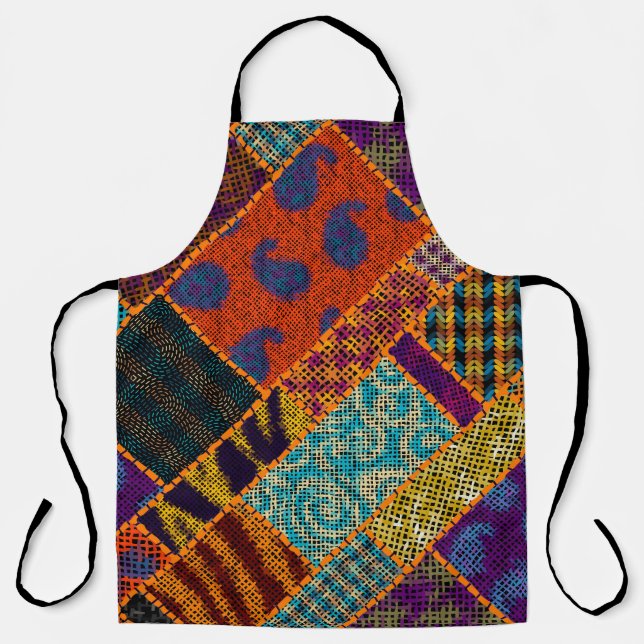 Indian patchwork imitation, vintage canvas. apron (Front)