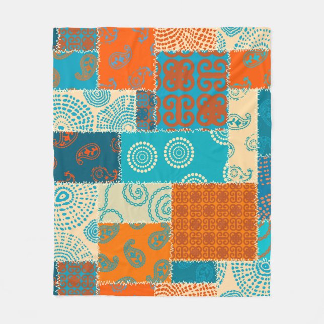 Indian patchwork, seamless vintage background. fleece blanket (Front)