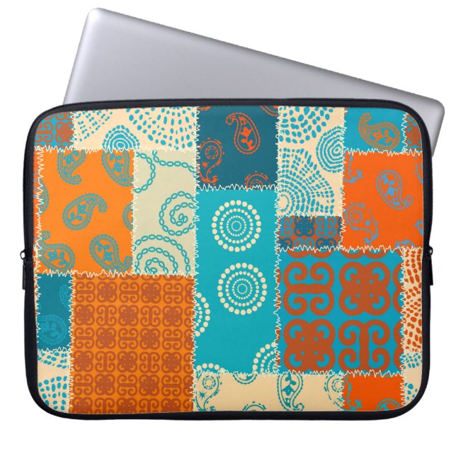 Indian patchwork, seamless vintage background. laptop sleeve (Front)