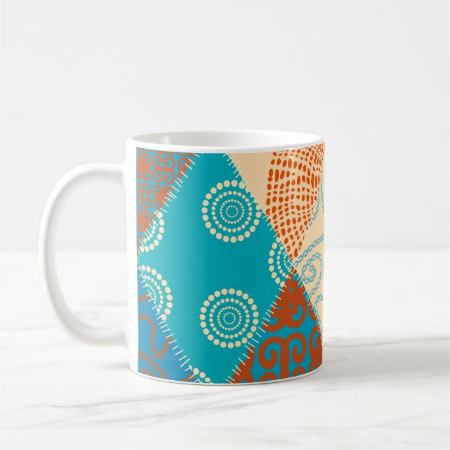 Indian patchwork seamless vintage design. coffee mug (Left)