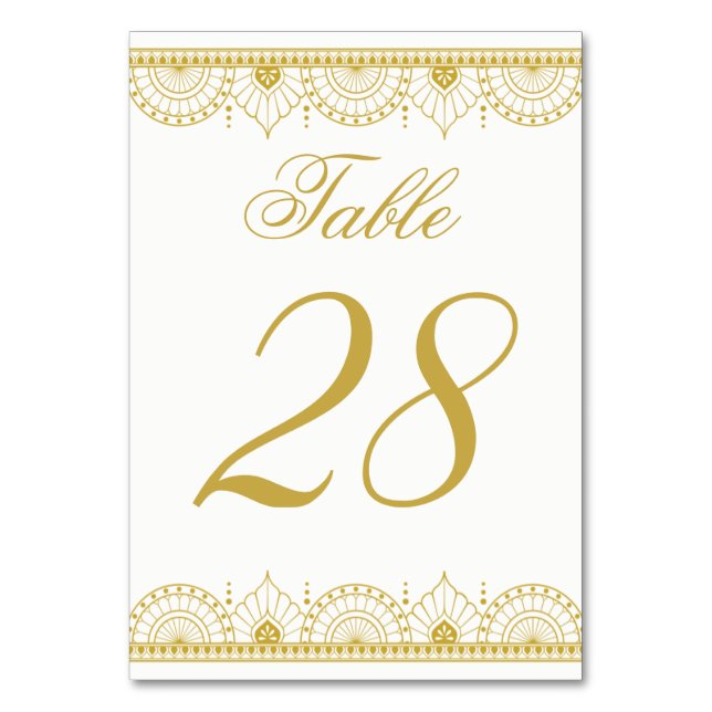 Indian Patten Table Number | Editable Color (Front)