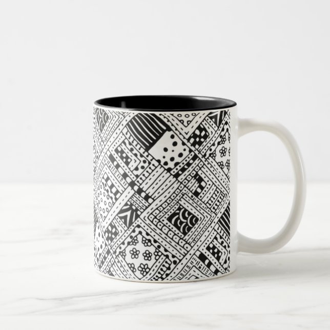 Indian Pattern Doodle Two-Tone Coffee Mug (Right)
