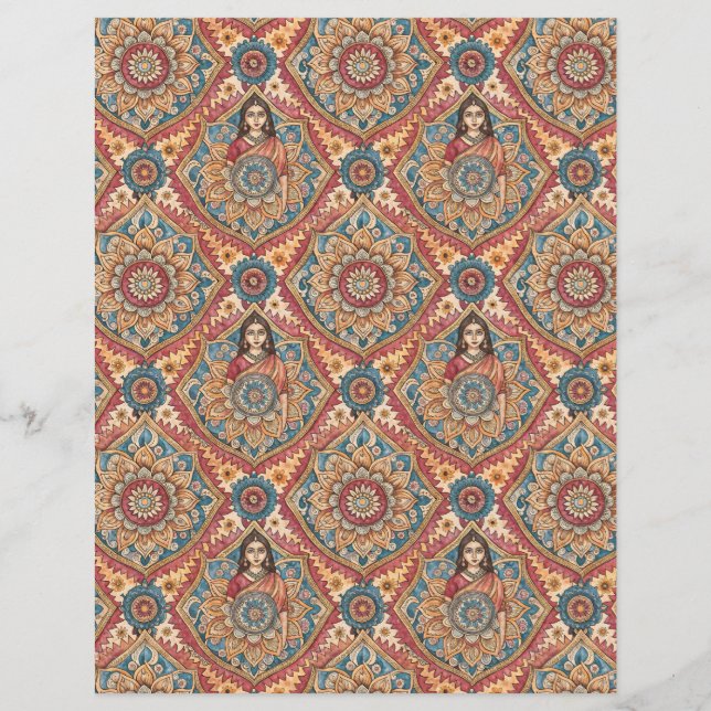 Indian pattern double-sides scrapbook paper (Front)