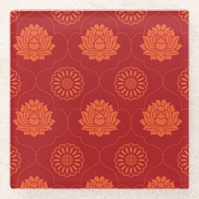 Indian Pattern Glass Coaster (Front)