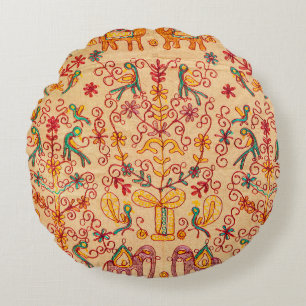 Indian pattern on fabricindian, fabric, india, orn round pillow