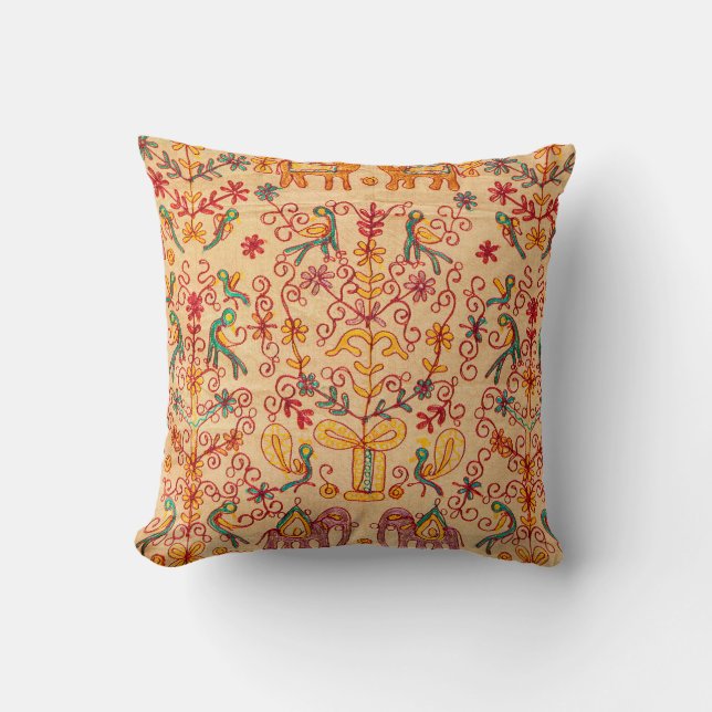 Indian pattern on fabricindian, fabric, india, orn throw pillow (Front)