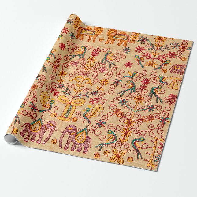 Indian pattern on fabricindian, fabric, india, orn wrapping paper (Unrolled)