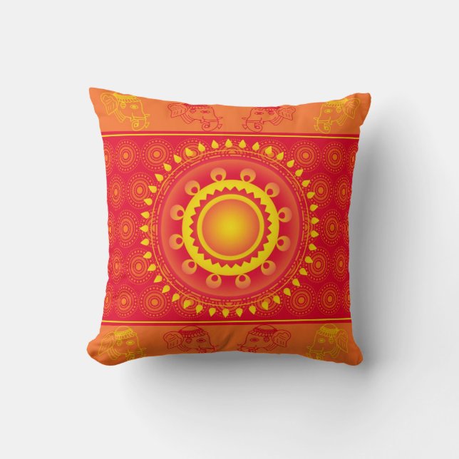 Indian pattern throw pillow (Front)