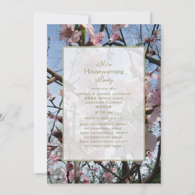 Indian Peach Blossom Party Invitation (Front)