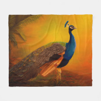 Indian Peacock at sunrise art Fleece Blanket