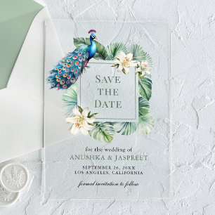 Indian Peacock Floral Wedding Save the Date