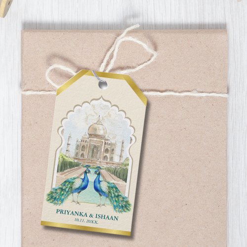 Indian Peacock Gold Taj Mahal Aesthetic Wedding Gift Tags