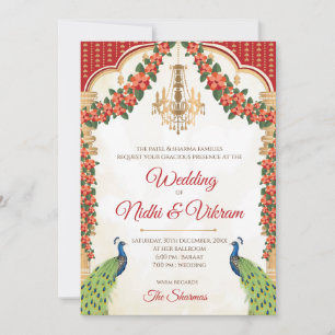 Indian Peacock invitations & Hindu wedding cards