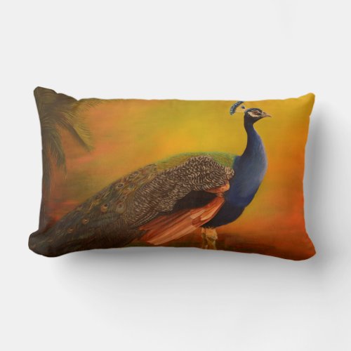 Indian Peacock peafowl Lumbar Pillow