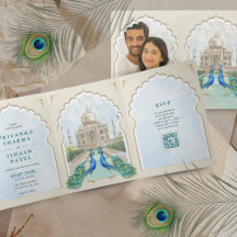Indian Peacock Taj Mahal Arch QR Wedding