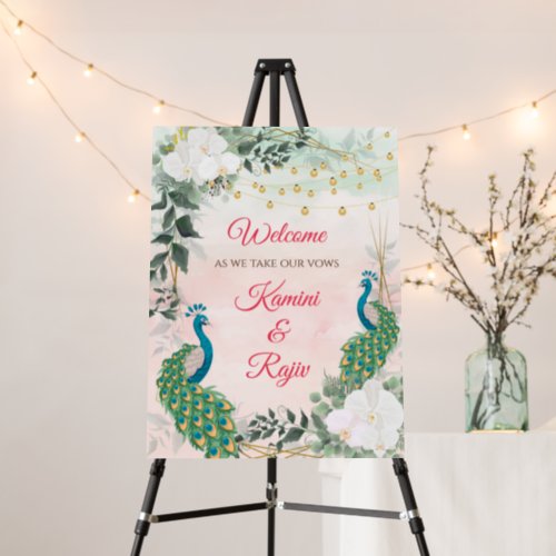 Indian Peacock welcome sign  Hindu wedding poster