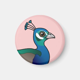 Indian Peafowl Round Magnet