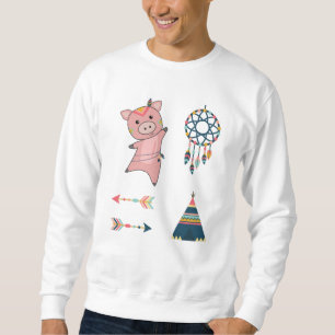 Indian Pig Piglet Sticker Set Tipi Sweatshirt