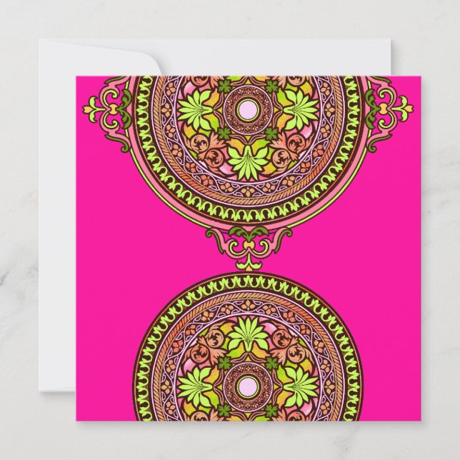 Indian Pink Disks Wedding Invitation (Front)