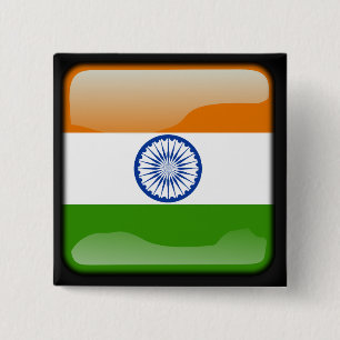 Indian polished flag pinback button