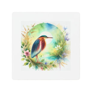 Indian pond heron 170924AREF147 - Watercolor Metal Print