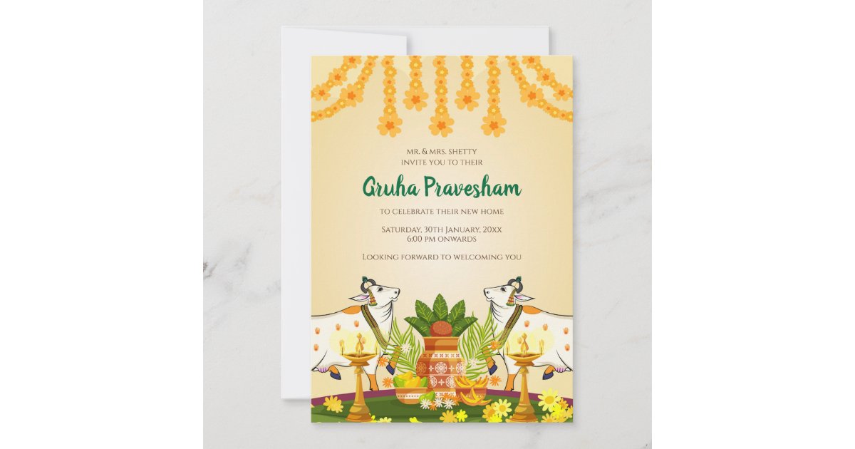 Indian Pooja invitation Gruha Pravesam invite | Zazzle