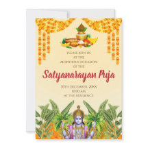 Indian pooja invitation Satyanarayan katha invite