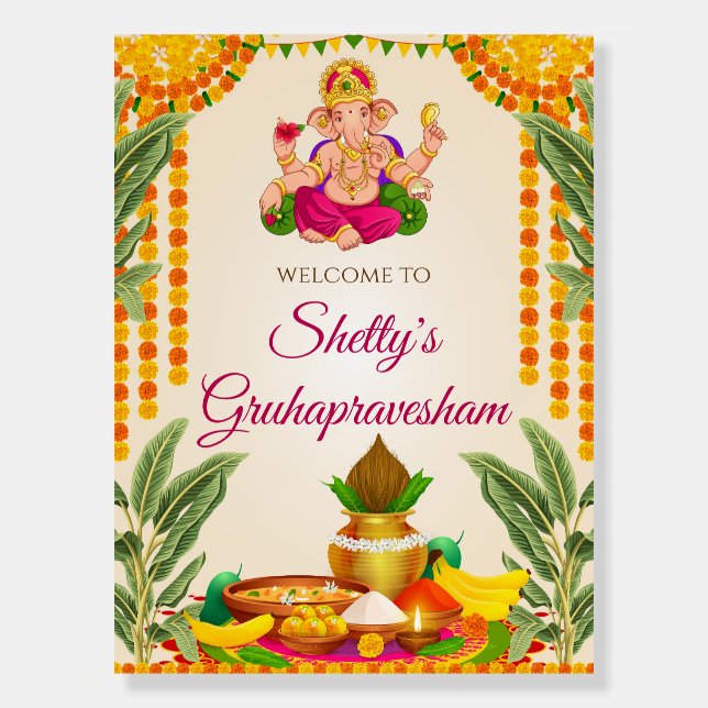 Indian Pooja sign & Ganesh puja sign Gruhapravesam (Front)