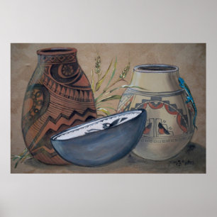 Indian Pottery Design Poster, Neutral Earth Tones Poster