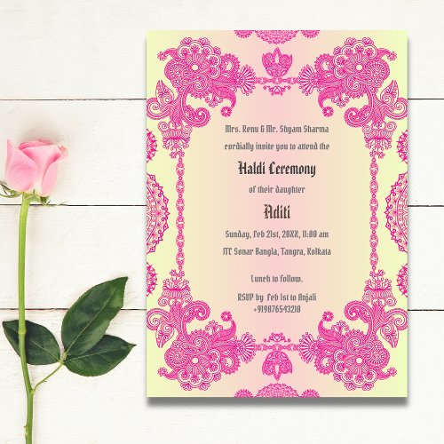 Indian Pre Wedding Haldi Ceremony  Invitation