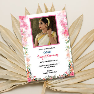 Indian Pre-Wedding Sangeet Ceremony Bride Image Invitation