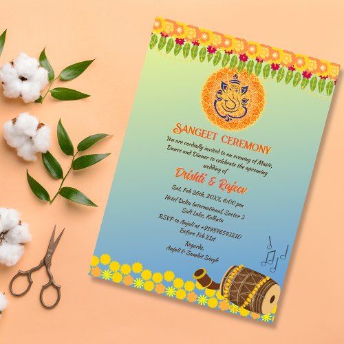 Indian Pre Wedding Sangeet Ceremony Invitation