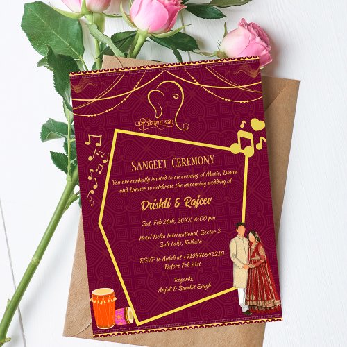 Indian Pre_Wedding Sangeet Ceremony Invitation