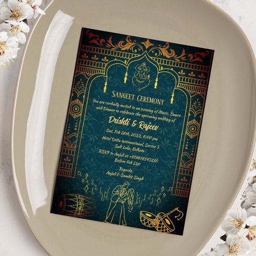 Indian Pre_Wedding Sangeet Ceremony Invitation