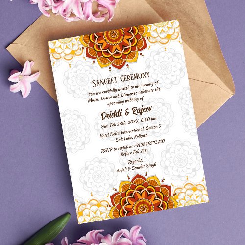 Indian Pre_Wedding Sangeet Ceremony Invitation