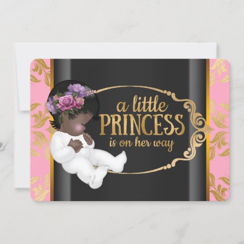 Indian Princess Baby Shower Pink and Black Invitation