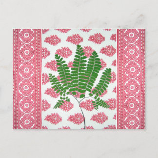Indian Print Pink Fern Postcard