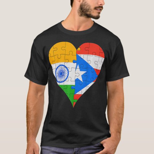 Indian Puerto Rican Flag Heart paw  T_Shirt