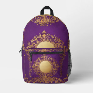 Indian Purple Gold Pattern All over print Backpack