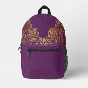 Indian Purple Gold Pattern Backpack