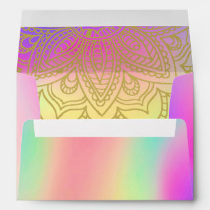 Indian Rainbow Gold Color Modern Wedding Envelope
