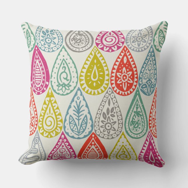 Indian raindrops throw pillow (Front)