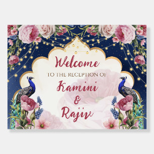 Indian Reception sign as Peacock Welcome sign