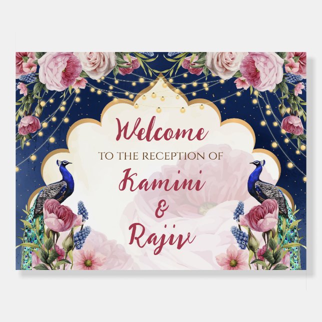 Indian Reception sign as Peacock Welcome sign (Front)