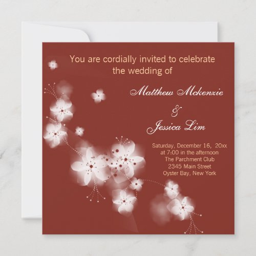 Indian Red Cherry Blossom Wedding Invitation