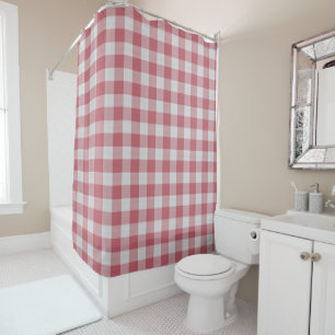 Indian red Gingham Plaid check Shower Curtain