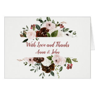 Indian Red Ivory Forest Green Wedding Thank You Cards