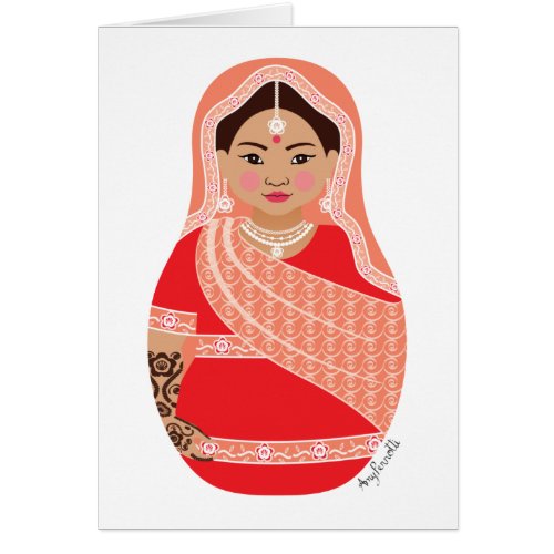 Indian Red Matryoshka Card