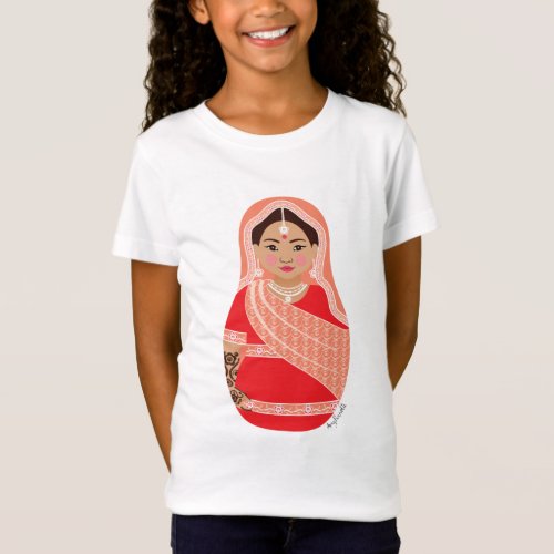 Indian Red Matryoshka Girls T_Shirt
